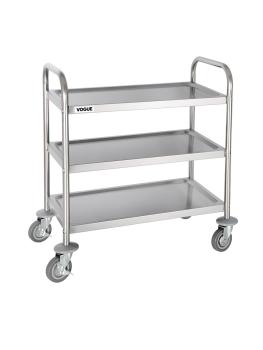 Chariot de service - 3 niveaux - Petit - H 82,5 x 71 x 40,5 CM - Inox - Vogue - F993