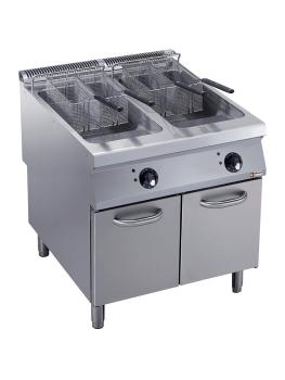 Friteuse - 2 x 23 Litres - Electrique - Robinet de vidange - Socle - Diamant - E22/F46A8-S