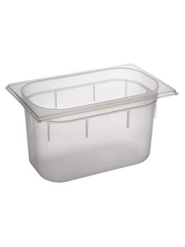 Bac gastronorme - GN 1/4 - 3,7 Litre - H 15 x 26,5 x 16,2 CM - Polypropylène - Transparent - -40°C / +95°C - Caterchef - 853862