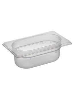 Bac gastronorme - GN 1/9 - 0,6 Litre - H 6,5 x 17,6 x 10,8 CM - Polypropylène - Transparent - -40°C / +95°C - Caterchef - 853880