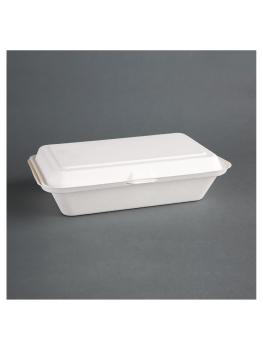 Boîtes repas jetables - 0,7 Litre - 250 pièces - H 6,4 x 24,8 x 16,1 CM - Bagasse - Fiesta Green - DW249