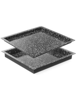 Récipient gastronorme émaillé - 2/3 - Acier inoxydable - 34,5 x 32,5 x (H) 4 cm - Hendi - 890349
