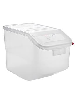 Conteneur alimentaire - H 40 x 34 x 56,5 CM - 2 043 KG - Polypropylène - Transparent - 50 Litre - -40°C / +90°C - Couvercle à charnière - Araven - 962073