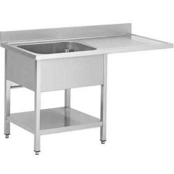 Table de rinçage en acier inoxydable pour lave-vaisselle - 1 plateau à gauche - avec étagères - démontable - G-Line