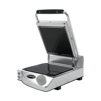 Contact grill Solo - H 17,6 x 33,1 x 45,8 CM - 10 KG - 220-240 V - 1350 W - Inox - Nervuré / Lisse - +120°C / +400°C - Céramique - SpidoCook - 596050