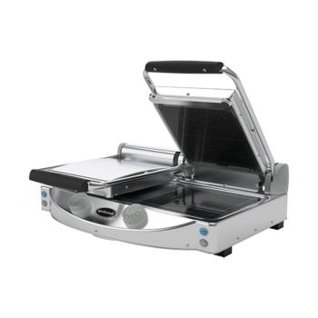 Contact grill Duo - H 17.6 x 61.7 x 45.9 CM - 17 KG - 220-240 V - 3000 W - Inox - Nervuré / Lisse - +120°C / +400°C - Céramique - SpidoCook - 596055