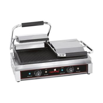 Gril de contact Duettocompact - H 19,3 x 56,6 x 32 CM - 28 KG - 3600 W - Fonte - Nervuré - +50°C / +300°C - Caterchef - 688415
