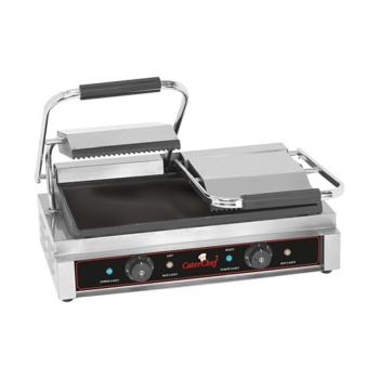Grille de contact Duettocompact - H 19,3 x 56,6 x 32 CM - 28 KG - 220-240 V - 3600 W - Fonte - Striée / Lisse - +50°C / +300°C - Caterchef - 688420