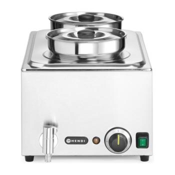 Bain Marie - Avec robinet de vidange - 2 pots - 230V - inox - Hendi