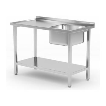 Table d'évier - Avec socle - Droite - H 85 x L 100 x P 60 CM - inox - Hendi