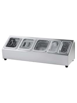 Porte-conteneurs GN - 3 x 1/6 GN + 2 x 1/9 GN - Acier inoxydable - G-Line