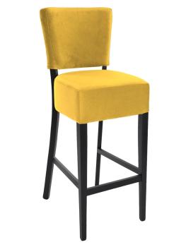 Tabouret de bar Naples - Avec dossier - Jaune - Velours - G-Line