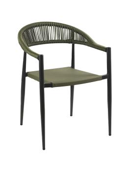 Chaise de patio Joanna - Empilable - Accoudoirs - Rotin - Verte - G-Line