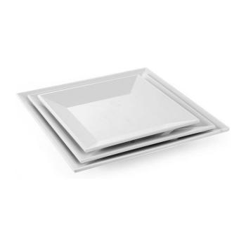 Assiette carrée blanche en mélamine, 18 x 18 cm, collection G-Line.