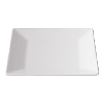 Assiette carrée blanche en mélamine, 21 x 21 cm, collection G-Line.