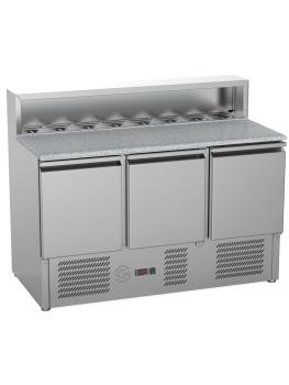 Etabli à pizza - 3 portes - 368 L - inox - 230V - H 86 x L 136 x P 70 CM - G-Line