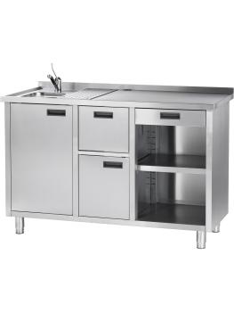 Koffie Uitgifte Werkbank - 2-Deurs - Spoelbak - RVS - H 100 x B 160 x D 70 CM - G-Line