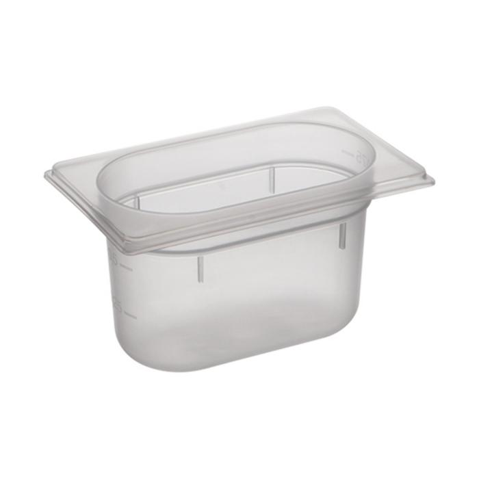 Bac gastronorme - 1/9 GN - 1 Litre - H 10 x 17.6 x 10.8 CM - Polypropylène - Transparent - -40°C / +95°C - Caterchef - 853881 E853881 €2.05 Bacs gn plastique