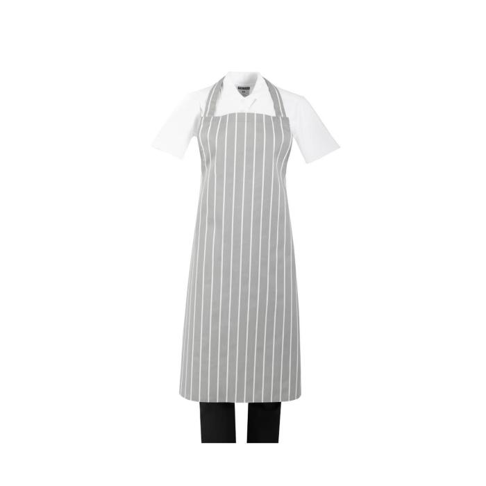 Tablier rayé - Unisexe - Gris - Polycoton - Whites Chefs Clothing BA111 €8.79 Tabliers et tabliers à bavette