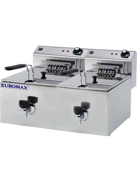 Friteuse professionnelle double 10+10 litres + robinet - Euromax - 10390K 10390K €1,199.00 Friteuses 400 volts