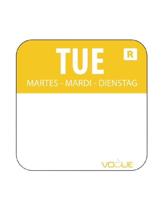 Etiquettes jour - Détachables - Mardi - 1000 pièces - Jaune - H 2,4 x 2,4 CM - Vogue - L932 L932 €5.19 Autocollants de jour