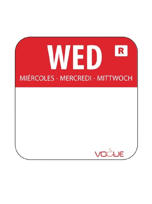 Etiquettes jour - Détachables - Mercredi - 1000 pièces - Rouge - H 2,4 x 2,4 CM - Vogue - L933 L933 €5.19 Autocollants de jour