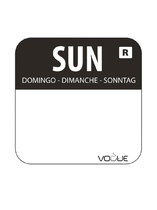 Etiquettes jour - Détachables - Dimanche - 1000 pièces - Noir - H 2,4 x 2,4 CM - Vogue - L930 L930 €5.19 Autocollants de jour