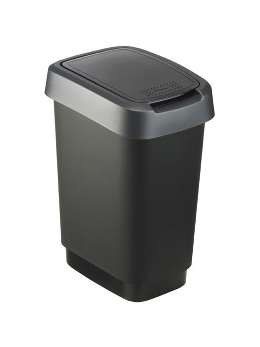 Corbeille - 3 Pièces - 10 Litre - Couvercle pivotant - Noir/Argent - Rotho - Twist - 523739 W523739 €23.46 Poubelles