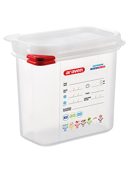 Boîte Alimentaire - 1/9 GN - 1.5 Litre - H 15 x 17.6 x 10.8 CM - Polypropylène - Transparent - -40°C / +95°C - Hermétique Verrouillable - Araven - 962392 E962392 €5.90 Bacs alimentaires
