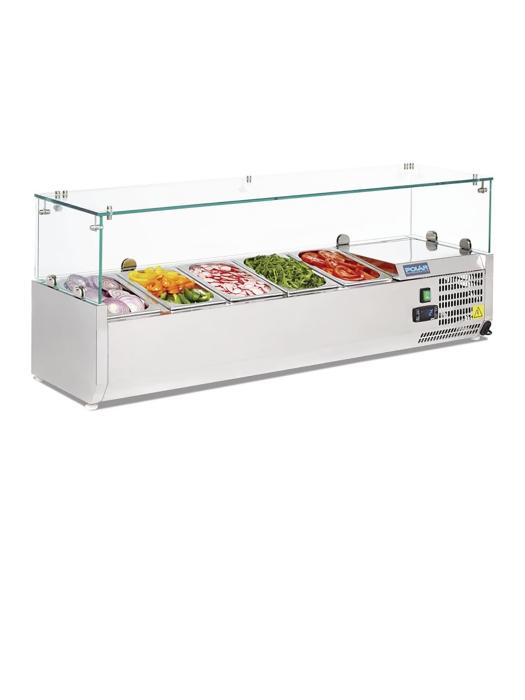 Vitrine réfrigérée - 5 x GN 1/4 - H 43,5 x 120 x 33 CM - 230 V - Inox - Polar - G608 G608 €544.00 Vitrine en verre