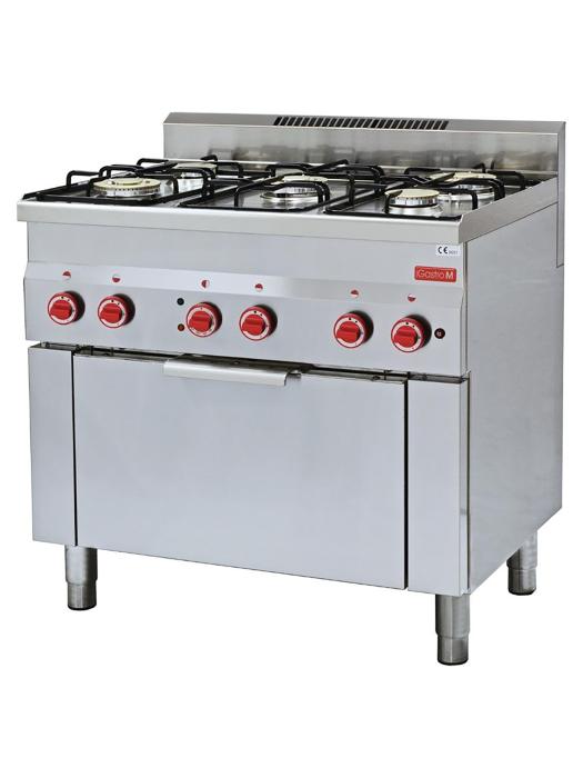 Cuisinière à gaz - Ligne 600 - 5 feux - Four à convection - H 85 x 90 x 60 CM - 220-240 V - Inox - Gastro M - GN014 GN014 €2,300.75 Cuisinières à gaz avec four