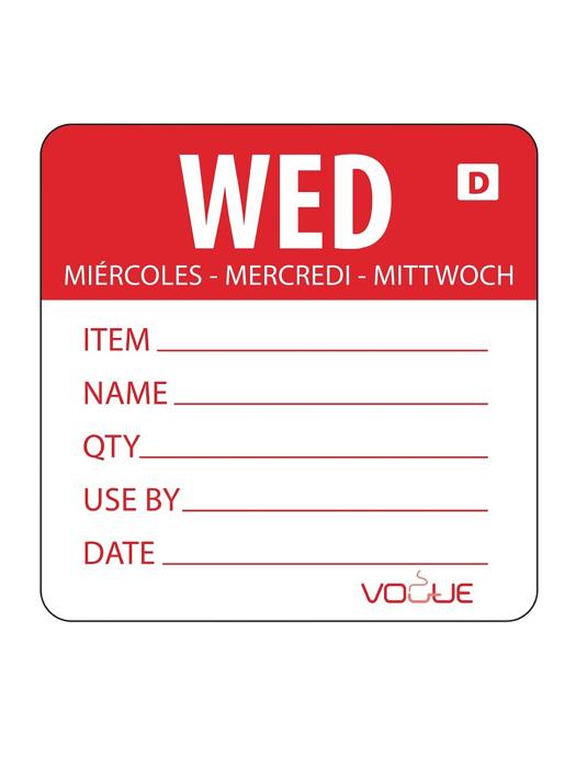Etiquettes alimentaires - Mercredi - Soluble - 250 pièces - H 4,9 x 6 CM - Vogue - GH353 GH353 €14.39 Autocollants de jour