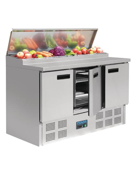 Saladette - 8 x GN 1/4 - 3 portes - H 101 x 137 x 70 CM - 230 V - Polaire - G605 G605 €1,083.24 Saladette