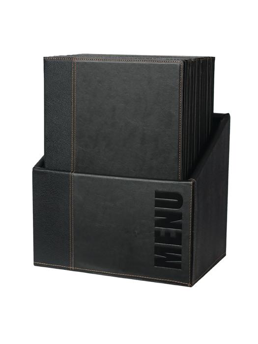 Protège-menus - A4 - Avec boite de rangement - 20 pièces - H 34 x 25,4 x 0,5 CM - Simili Cuir - Securit - U266 U266 €258.45 Accessoires de table