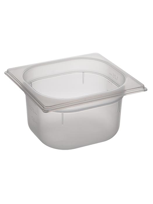 Bac gastronorme - 1/6 GN - 1,5 Litre - H 10 x 17,6 x 16,2 CM - Polypropylène - Transparent - -40°C / +95°C - Caterchef - 853871 E853871 €2.35 Bacs gn plastique