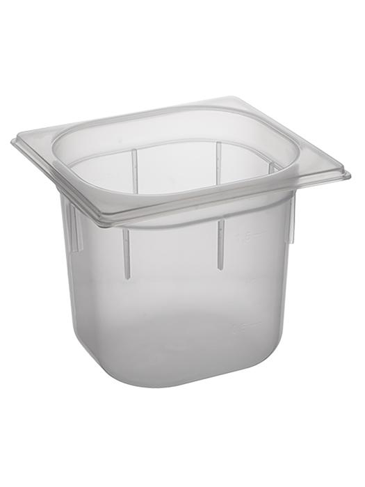 Bac gastronorme - 1/6 GN - 2,2 Litre - H 15 x 17,6 x 16,2 CM - Polypropylène - Transparent - -40°C / +95°C - Caterchef - 853872 E853872 €2.75 Bacs gn plastique