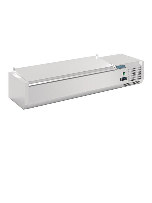 Gekoelde opzetvitrine - 5 x 1/4 GN - H 27.4 x 120 x 33.5 CM - 230 V - Polar - FA854 FA854 €530.76 Vitrine met rvs deksel