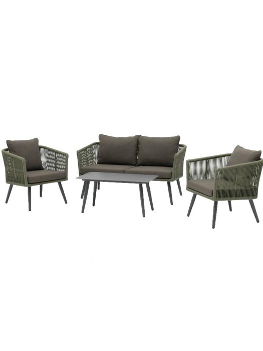 Salon de jardin Lille - 4 pièces - Vert olive - Rotin - G-Line HW-140803 €499.00 Table de terrasse