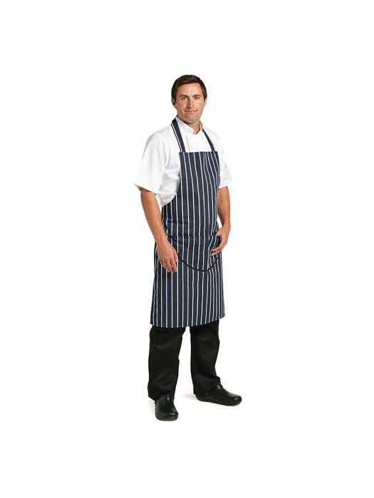 Tablier Halter - Unisexe - Bleu Foncé/Blanc - 71,1 x 96,5 CM - Polyester/Coton - Vêtements de Chefs Blancs - A535 A535 €11.69 Tabliers et tabliers à bavette