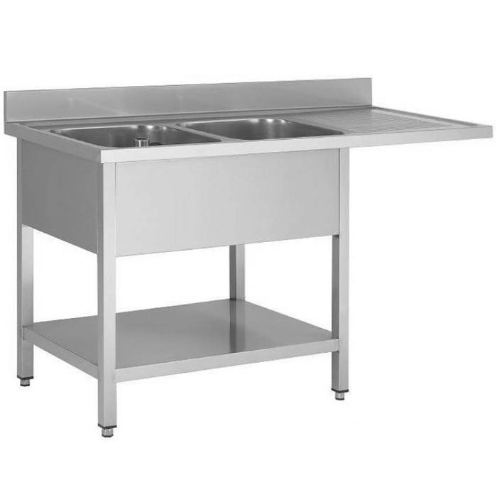 Table de rinçage en acier inoxydable pour lave-vaisselle - 2 plateaux à gauche - avec support de fond - démontable - G-Line RVS-M-00169 €399.00 Tables de rinçage en acier inoxydable