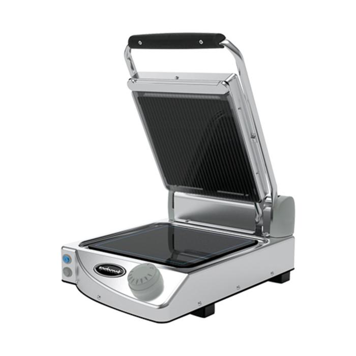 Contact grill Solo - H 17,6 x 33,1 x 45,8 CM - 10 KG - 220-240 V - 1350 W - Inox - Nervuré / Lisse - +120°C / +400°C - Céramique - SpidoCook - 596050 596050 €723.00 Grilles de contact