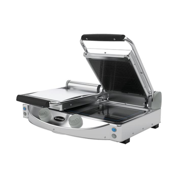 Contact grill Duo - H 17.6 x 61.7 x 45.9 CM - 17 KG - 220-240 V - 3000 W - Inox - Nervuré / Lisse - +120°C / +400°C - Céramique - SpidoCook - 596055 596055 €1,116.00 Grilles de contact