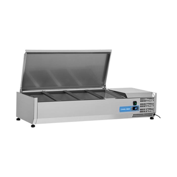Vitrine réfrigérée - H 28.1 x 120 x 39.5 CM - 24 KG - 220 - 240 V - 160 W - Statique - R600A - Inox - 43 Litre - +2°C / +8°C - Cool Head - 712025 712025 €656.00 Vitrine avec couvercle en acier inoxydable
