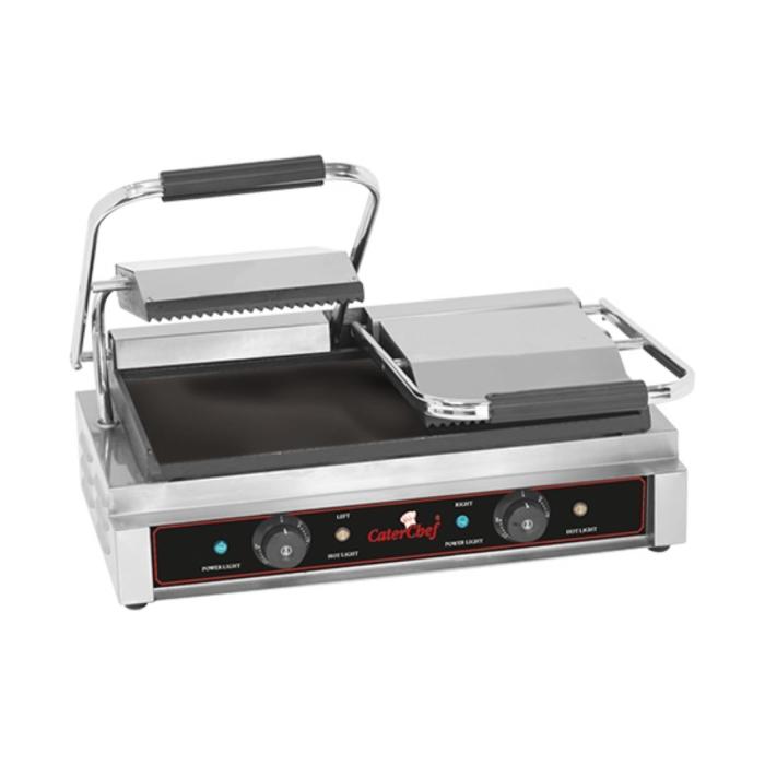 Grille de contact Duettocompact - H 19,3 x 56,6 x 32 CM - 28 KG - 220-240 V - 3600 W - Fonte - Striée / Lisse - +50°C / +300°C - Caterchef - 688420 E688420 €261.58 Grilles de contact