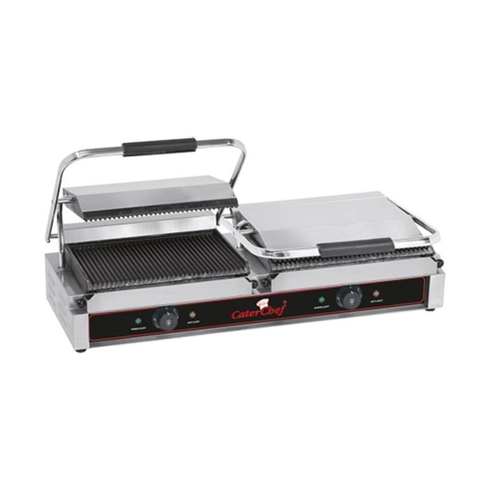 Contactgrill Duettogrande - H 19.3 x 84 x 32 CM - 33 KG - Zonder - Stekker V - 2200 W - Gietijzer - Geribbeld - +50°C / +300°C - Caterchef - 688425 E688425 €328.84 Contactgrills