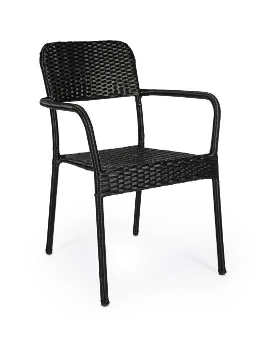 Fauteuil de jardin Clinton - Empilable - Accoudoirs - Rotin tressé - Noir - G-Line 45135 €29.95 Chaises de terrasse