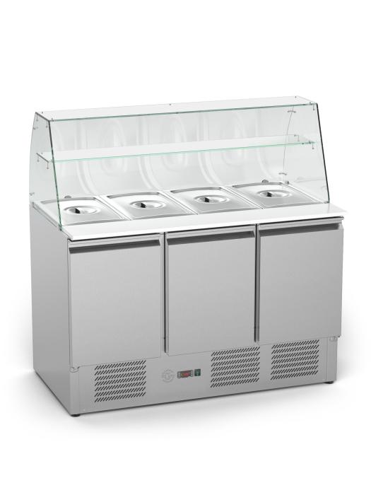 Saladette - 3 portes - 368 litres - Inox - 230 V - H 85 x L 136,5 x P 70 cm - G-Line 26297 €849.00 Saladette