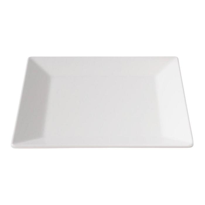 Assiette carrée blanche en mélamine, dimensions : 26,5 cm x 26,5 cm, collection G-Line. GL-15851 €10.95 Assiettes