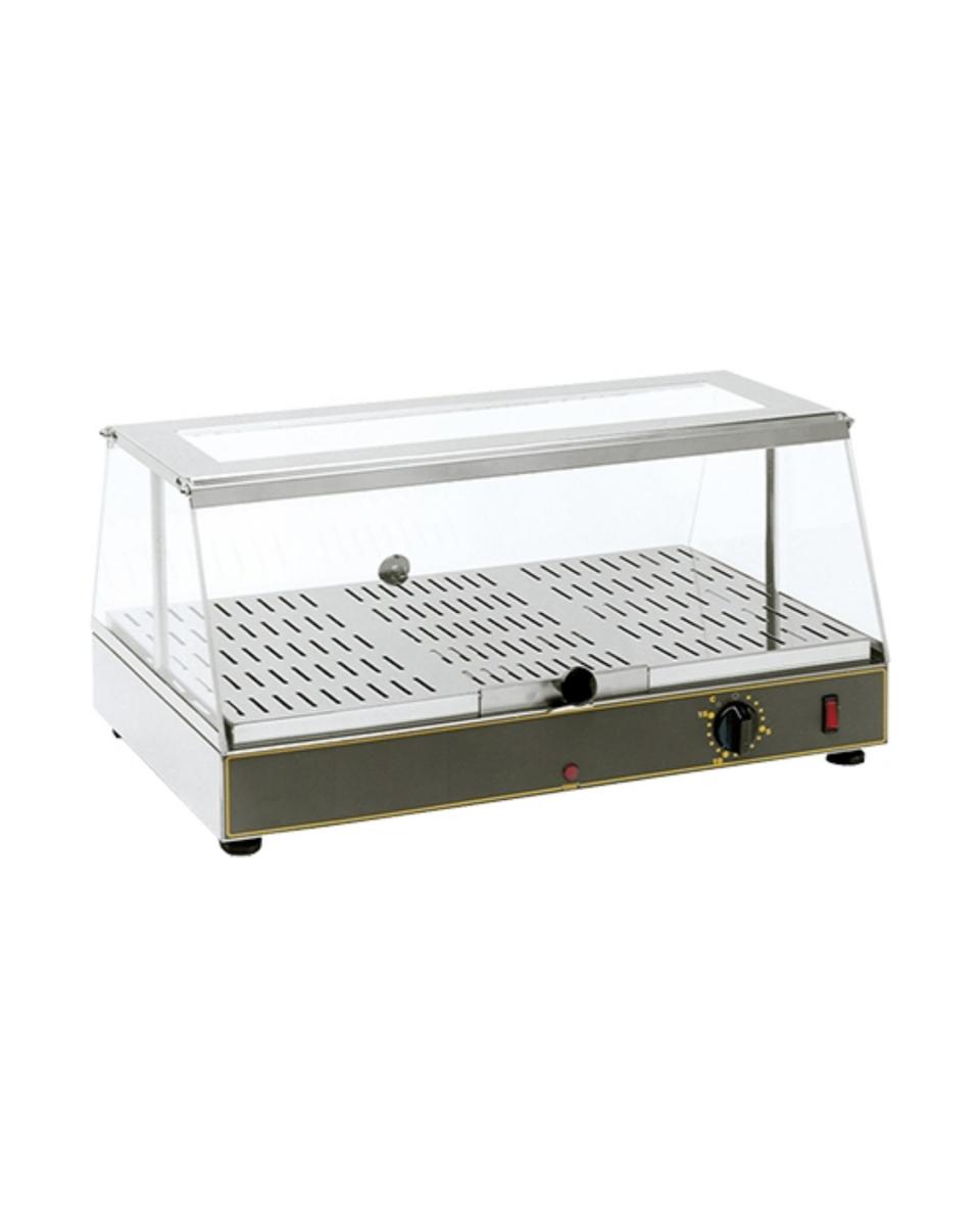 Vitrine chauffante - H 28,5 x 59 x 35 CM - 8,5 KG - 220 - 240 V - 650 W - Inox - +20°C à 90°C - Roller Grill - 304300