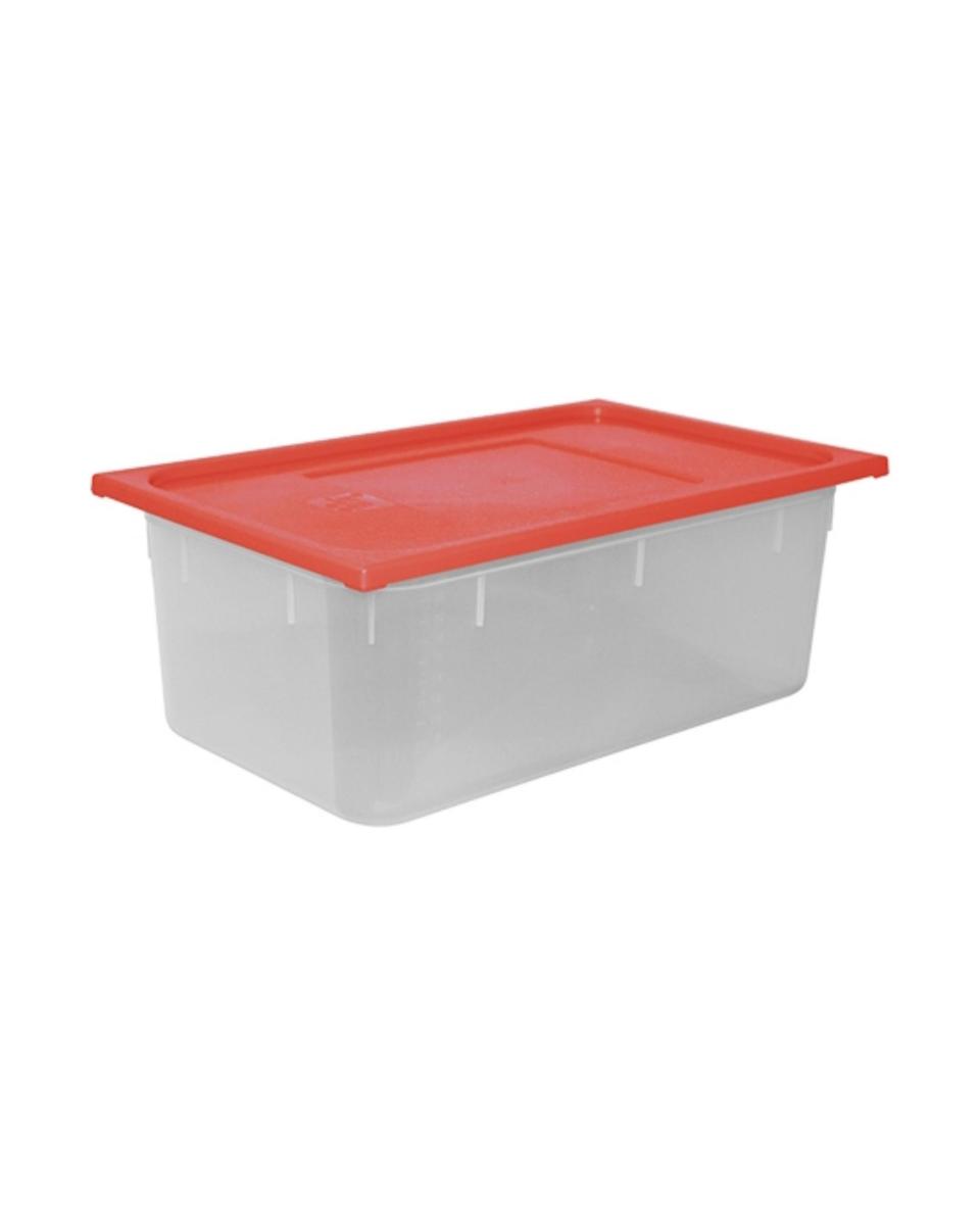 Boîte Alimentaire - 1/1 GN - 26 Litre - H 20 x 53 x 32.5 CM - Polypropylène - Rouge - -40°C / +70°C - Hermétique Verrouillable - Caterchef - 953839